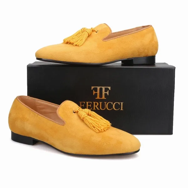 Yellow Suede Big Yellow Tassel Loafer