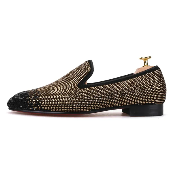 Black Gold Loafer Crystal and Rhinestones