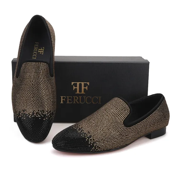 Black Gold Loafer Crystal and Rhinestones