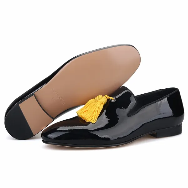 Black Patent Leather With Gold Tassel Loafer