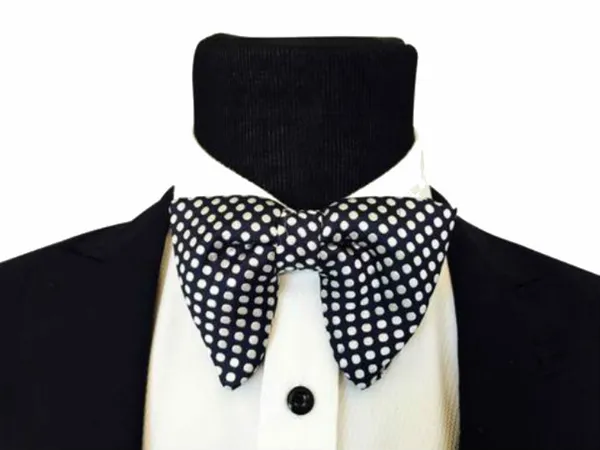 Black Oversized Bow Tie White Polka Dots