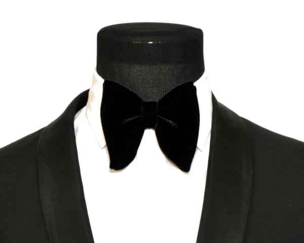 Black Oversized Self Tie Velvet Bow Tie