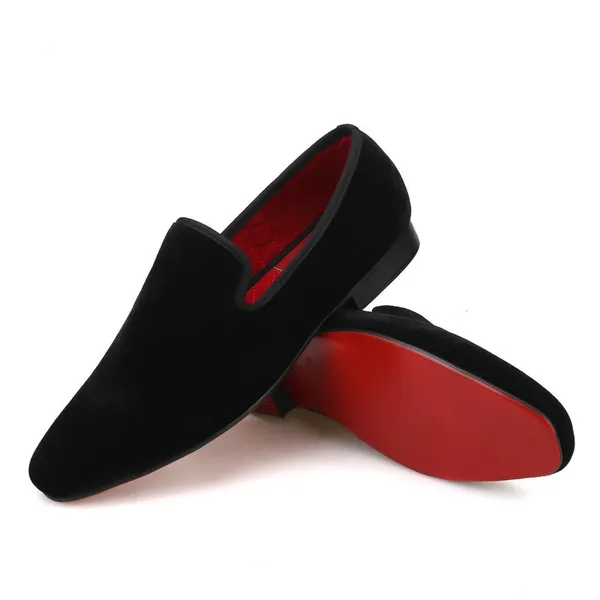 black color shoes with red color sole